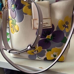 Kate Spade Cream Bag with Purple and Yellow Floral Design